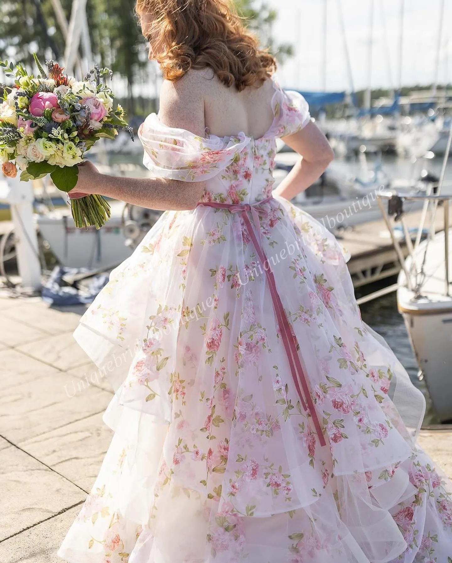 Celestial-Inspired Off-Shoulder Ruffles Wedding Dress 