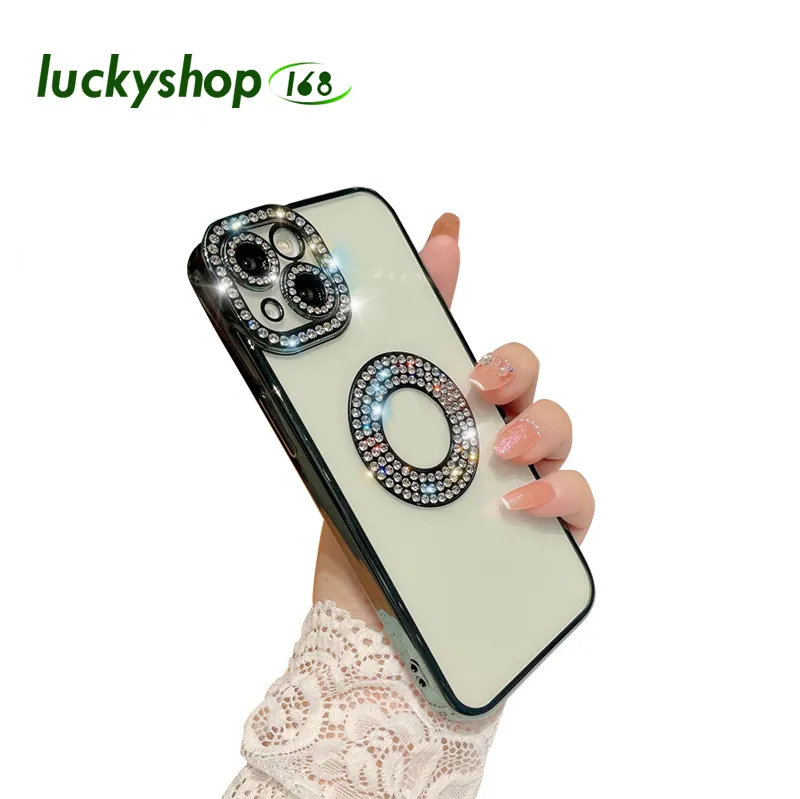 Coque transparente galvanisée de luxe pour iPhone, compatible modèles 11, 12, 13, 14, 15 Pro Max Plus, ajourée, paillettes, pare-chocs, strass souple