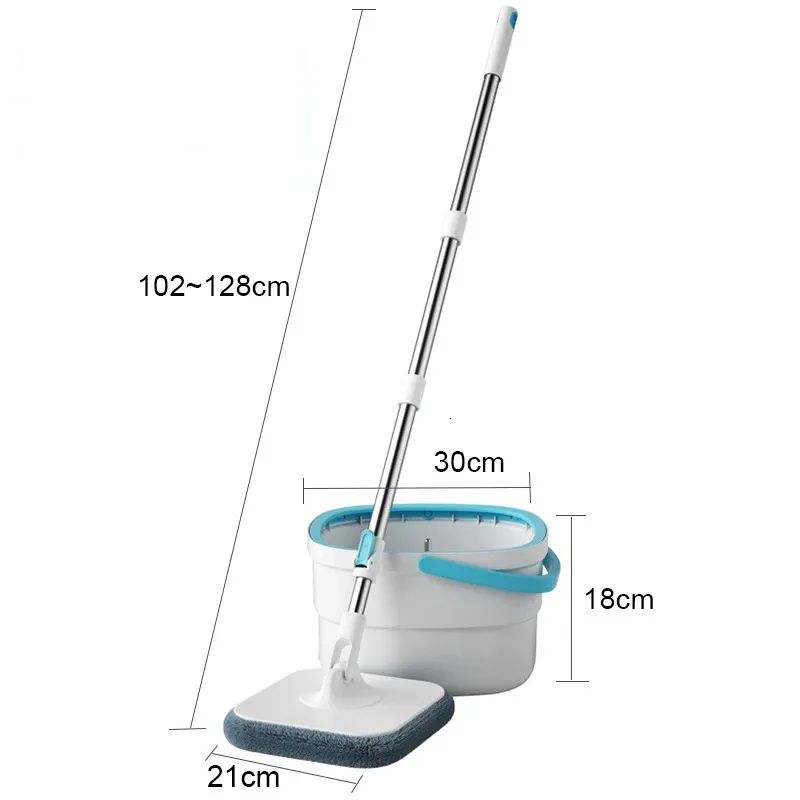 360ﾰ Spin Mop with Bucket Clear Water Separation Floor Cleaning Mops Set Lazy Hand-Free Squeeze Household Tools Microfiber Cloth