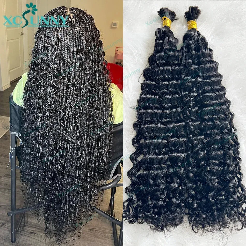 Merletti sfusi capelli umani senza trama per intrecciare fasci di ricci all'ingrosso doppie disegnate Boho trecce senza nodi donne nere 231007