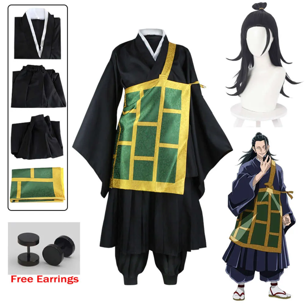 Anime Geto Suguru Cosplay Jujutsu Kaisen Cosplay Kostuums Uniform Kimono Geto Suguru Pruik Oorbellen Kostuums voor Vrouwen Mencosplay
