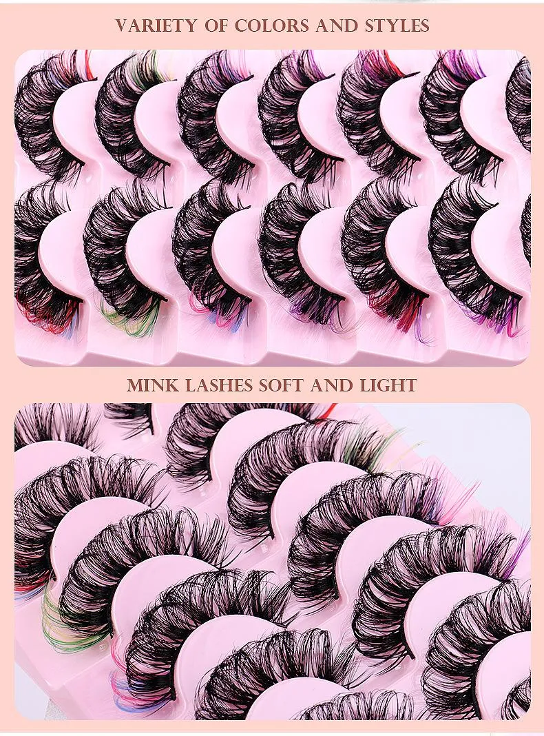 Handmade Reusable Color Fake Eyelashes Fluffy Wispy Thick Natural Colored Lashes Extensions Naturally Soft Delicate DHL