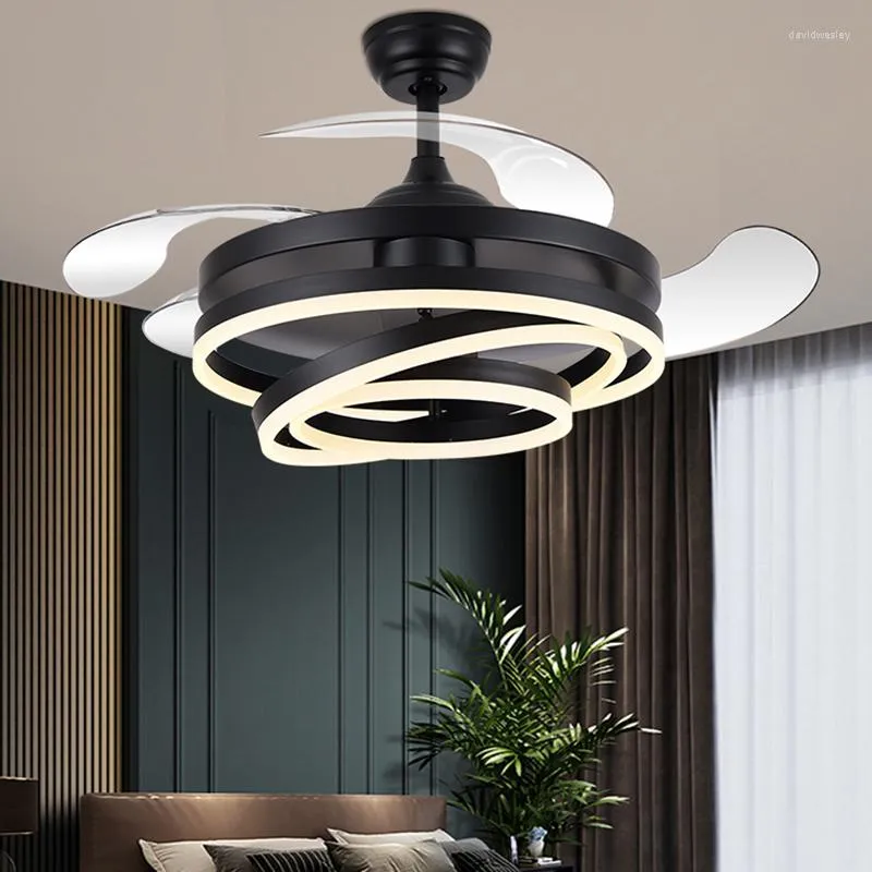 Art Led Chandelier Pendant Lamp Ceiling Fan With Light Nordic Bedroom Decor Restaurant Dining Remote Control