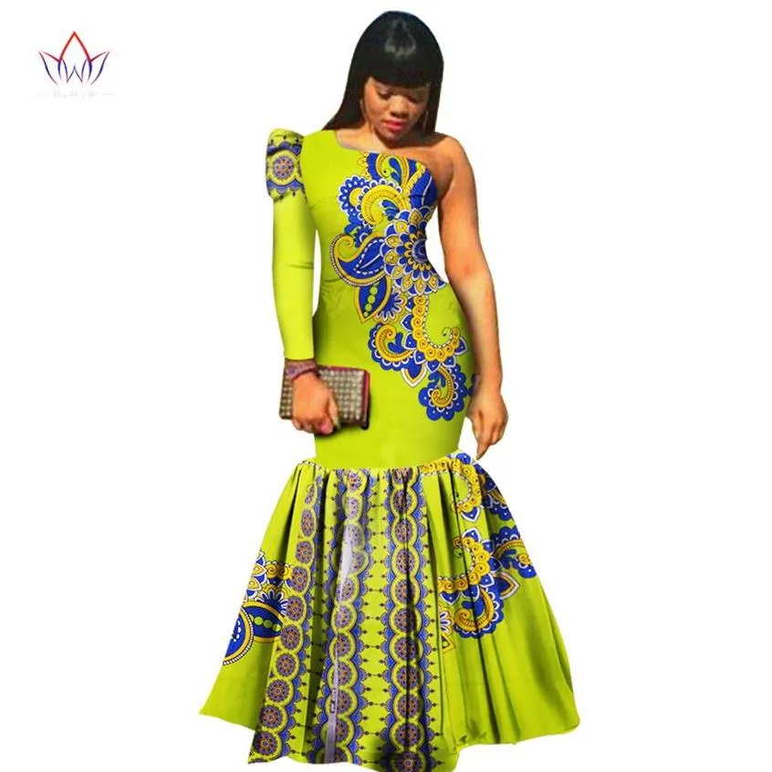 2018 vestido de festa assimétrico feito sob encomenda africano impresso dashiki vestido único cera impresso vestido sereia wy346288n