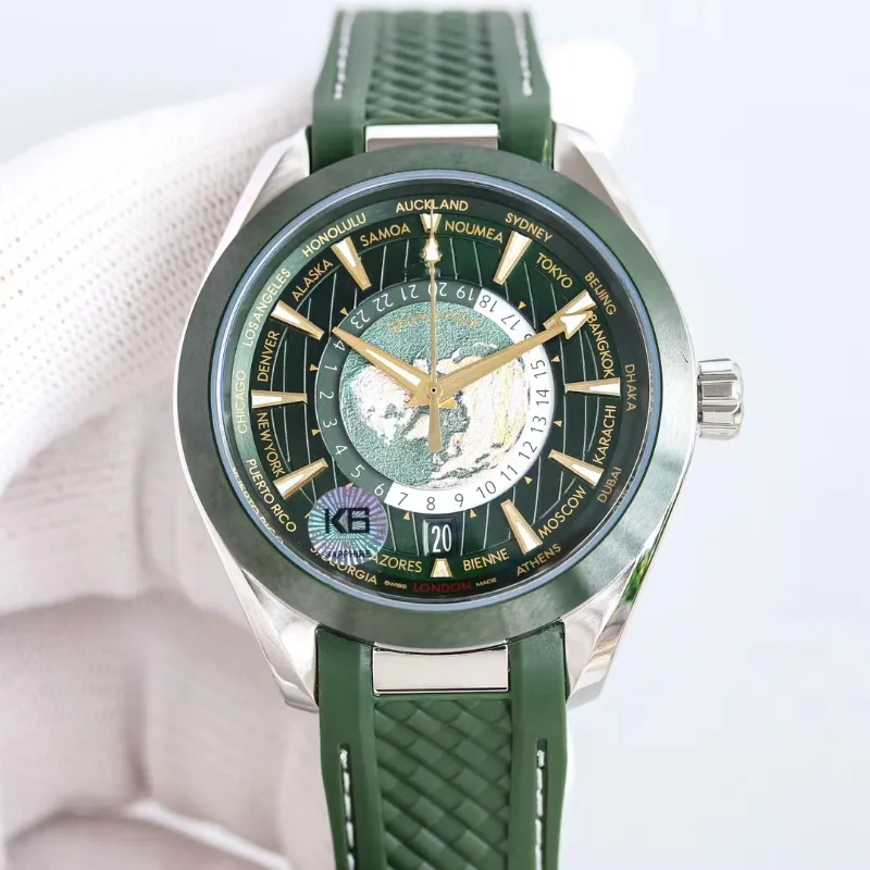 World Time Designer Watches Color Earth Highest Quality Sport Casual Business Travel Double Layer Colorless Coated Sapphire Mirror