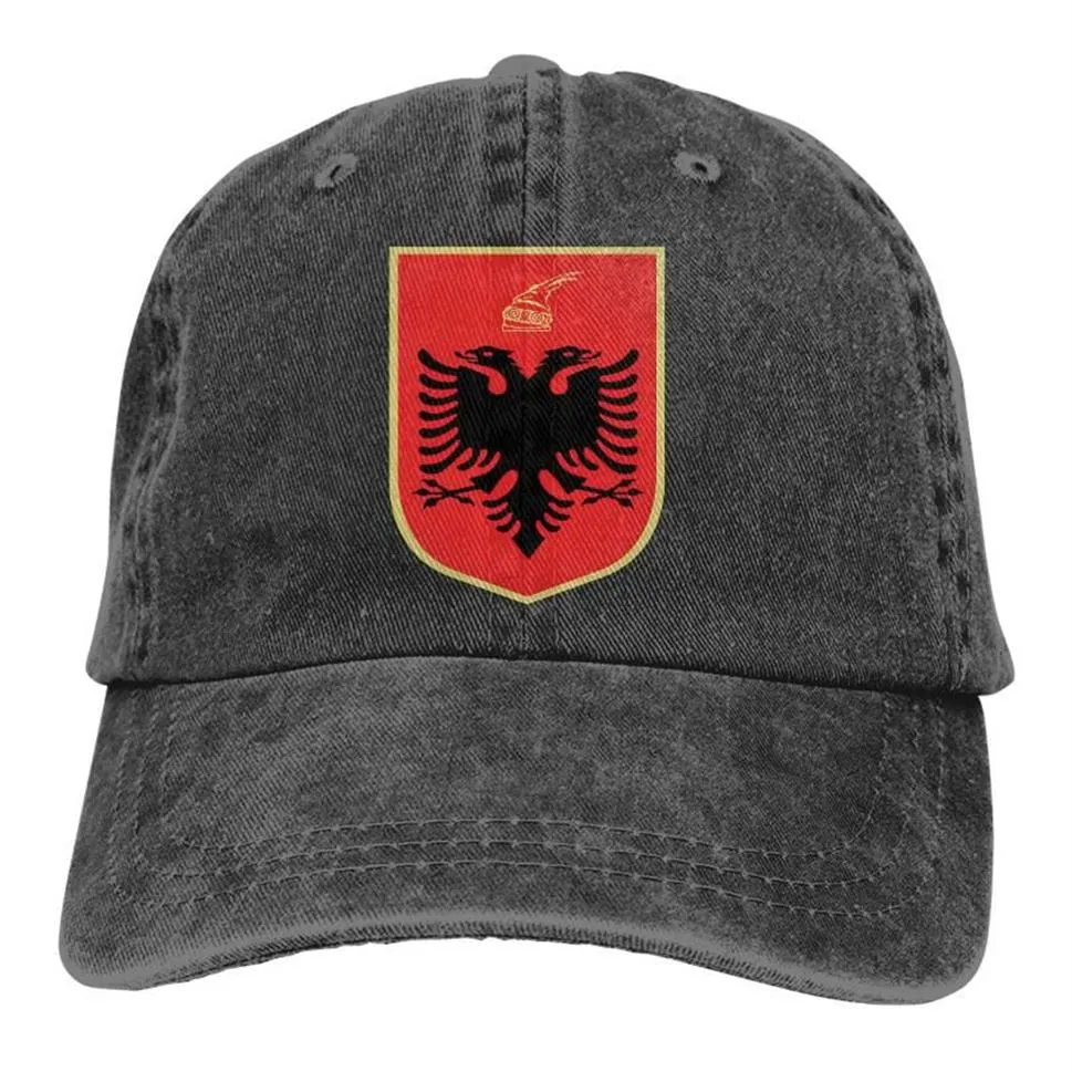 Berets Albania Coat of Arms Crest Baseball Cap Cowboy Hat szczyt Bebop Hats Men and Women292v