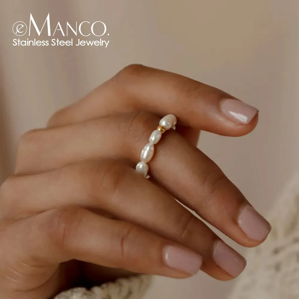 Fedi nuziali Coreano Perla imitazione Perla minimalista Anello da dito Anello bianco con perla rotonda Regalo di anniversario di matrimonio 231007