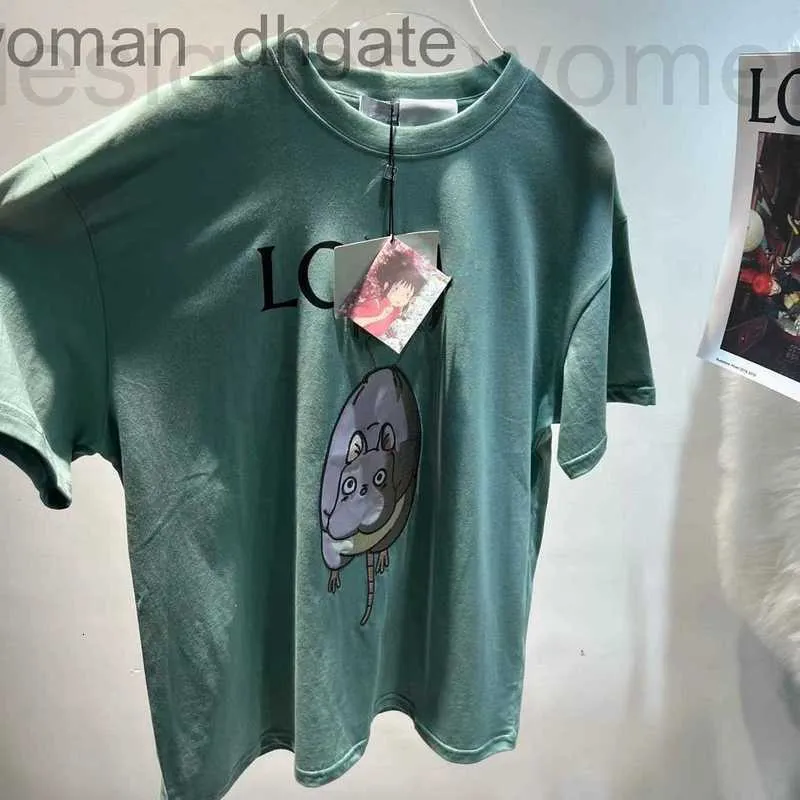 Projektantka koszulki damskiej 22 Summer New Qianyou Qianxun Para Little Mouse Myszka za okrągła szyjka T-shirt kreskówkowy haft haft krótki rękaw zielony xd9u 9v2j