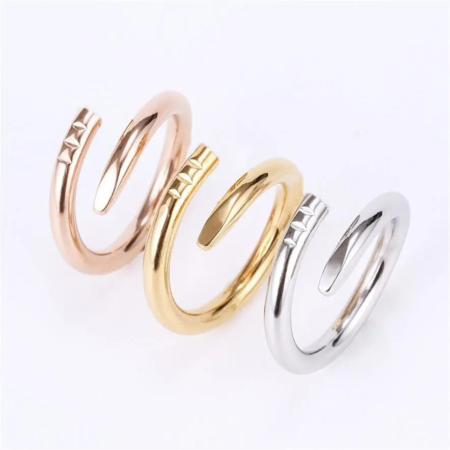 Love Rings Womens Band Ring Jewelry Titanium Steel Single Nail European and American Fashion Street Casual Par Classic Gold SIL238L