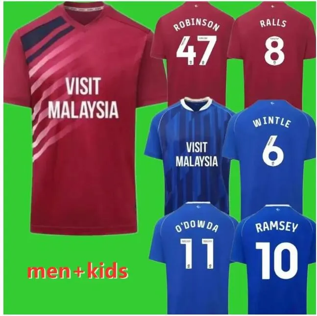 23 24 24 Koszulki piłkarskie Cardiff City Ramsey 2023 2024 O'Dowda 2023 2024 Ralls Adams Wintle Sawyers Robinson Rinomhota Ojo Watters Football Shirts Etete Mens Jersey 8888