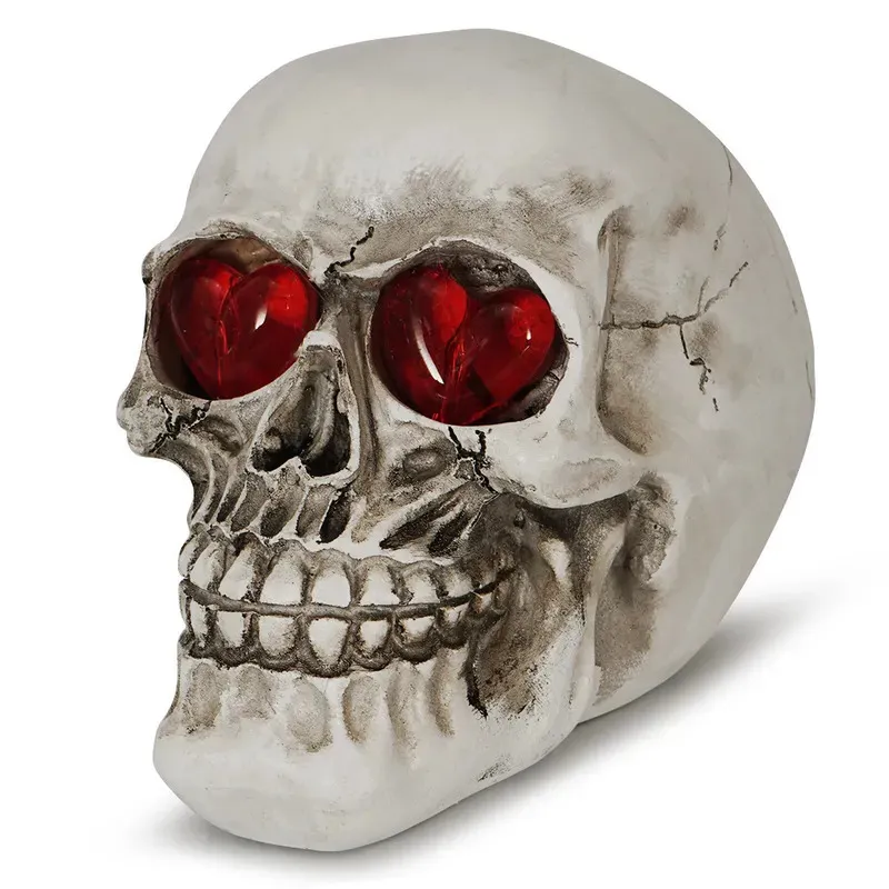 장식용 물체 인형 인형 홈 장식 led 두개골 동상 재미있는 빛나는 수지 공예실 장식 액세서리 할로윈 조각 231009