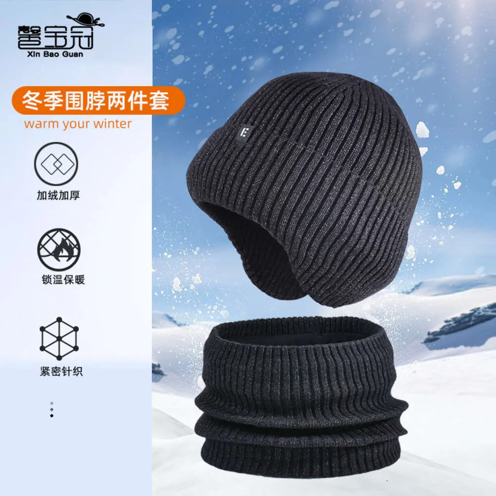 9623 inverno quente malha de lã masculino conjunto de pescoço de pelúcia feminino ciclismo ao ar livre proteção de ouvido bandana chapéu