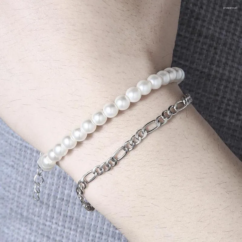 Pulseras de encanto elegante brillo cadena de perlas pulsera de joyería para mujeres dama simple nicho fiesta personalizada pareja amante