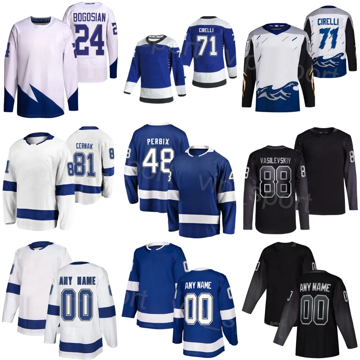 Hockey Reverse rétro 84 Tanner Jeannot Jersey 71 Anthony Cirelli 88 Andrei Vasilevskiy 48 Nick Perbix 81 Erik Cernak 14 Pat Maroon 24 Zach Bogosian Kids Man Woman