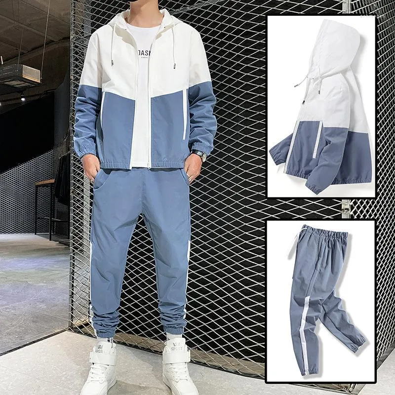 Abiti da uomo Primavera Autunno In Set Moda casual Giacca e pantaloni giovani Sport coreani Abbigliamento uomo Due pezzi Set Plus Size 5XL