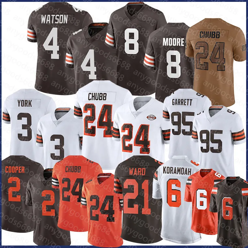 남자 Cade Yorks Myles Garrett Nick Chubb 축구 저지 Deshaun Watson Denzel Ward Elijah Moore Amari Cooper David Njoku Jeremiah Owusu-Koramoah David Bell