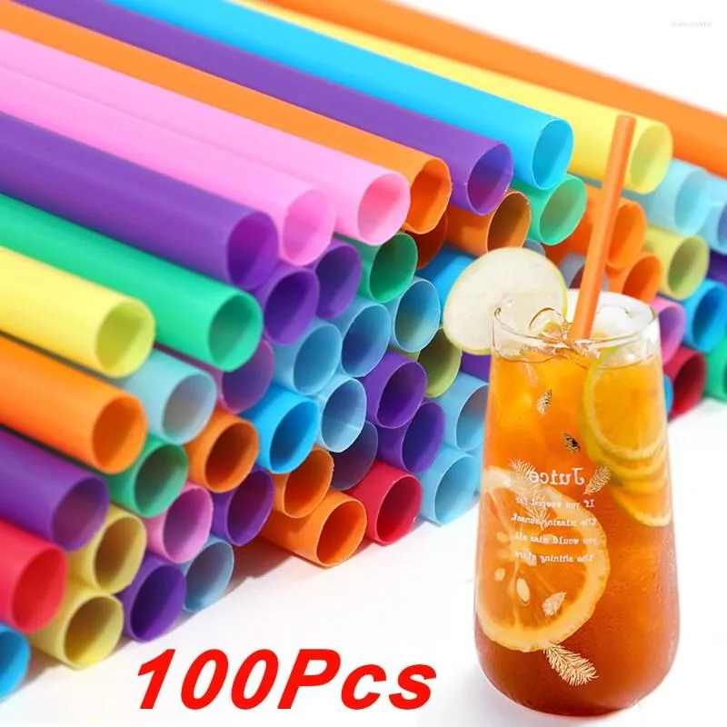 Gobelets jetables pailles 100 pièces | En plastique multicolore pour boire du jus de thé au lait, accessoires de fête d'anniversaire et de mariage