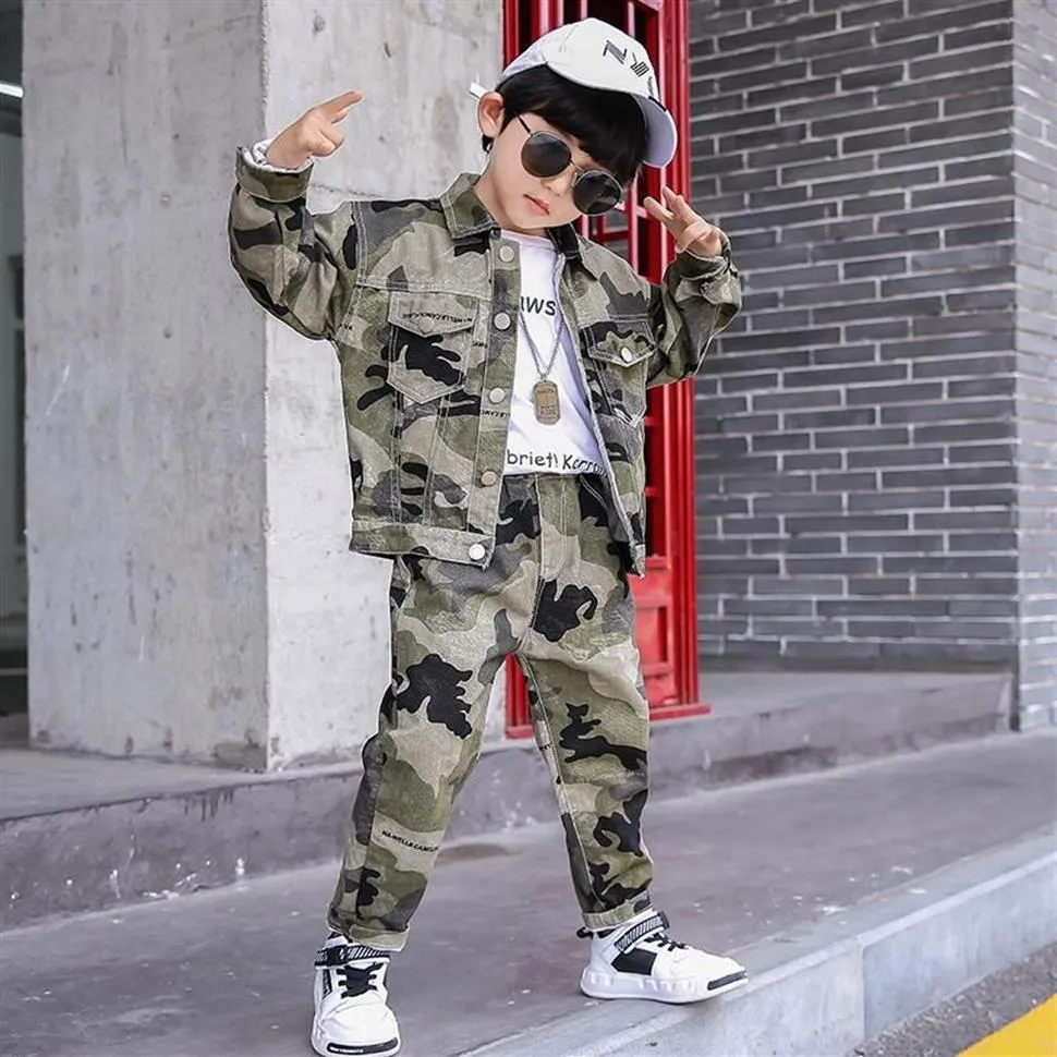 Clothing Sets Baby Boys Clothes Army Camouflage Outfits Cotton Print Jacket Coat Pants Suit Kid 2 3 4 6 8 9 10 11 12 Years Child S257V