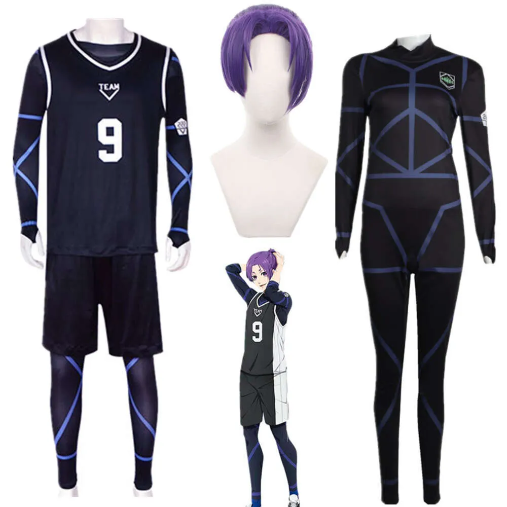 Anime Blue Lock Reo Mikage Costume Cosplay Maglia nera Tuta da calcio Tuta Halloween Christmas Party Clothescosplay