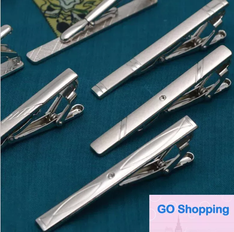 Men Formal Wear Silver Tie Clips Fashion Simple Business Wedding Tie Bar Pins Mixed Styles Wholesale