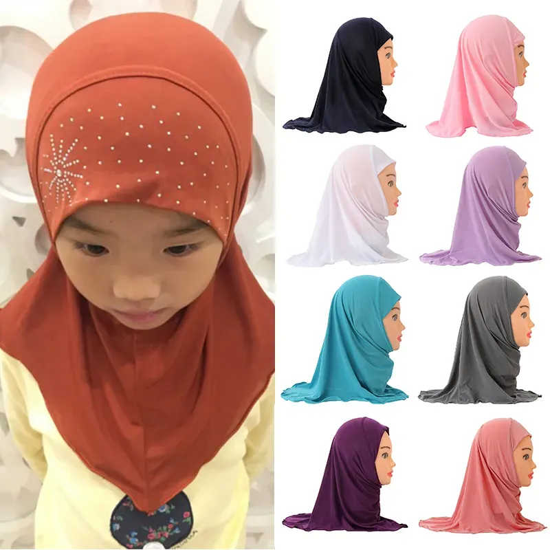 2021 Child Wewnętrzny hidżab szalik dla dzieci muzułmańskie dziewczyny islamskie czapki turbarowskie gotowe do noszenia Arab Arab Full Cover Amira Shawls Headwear LL