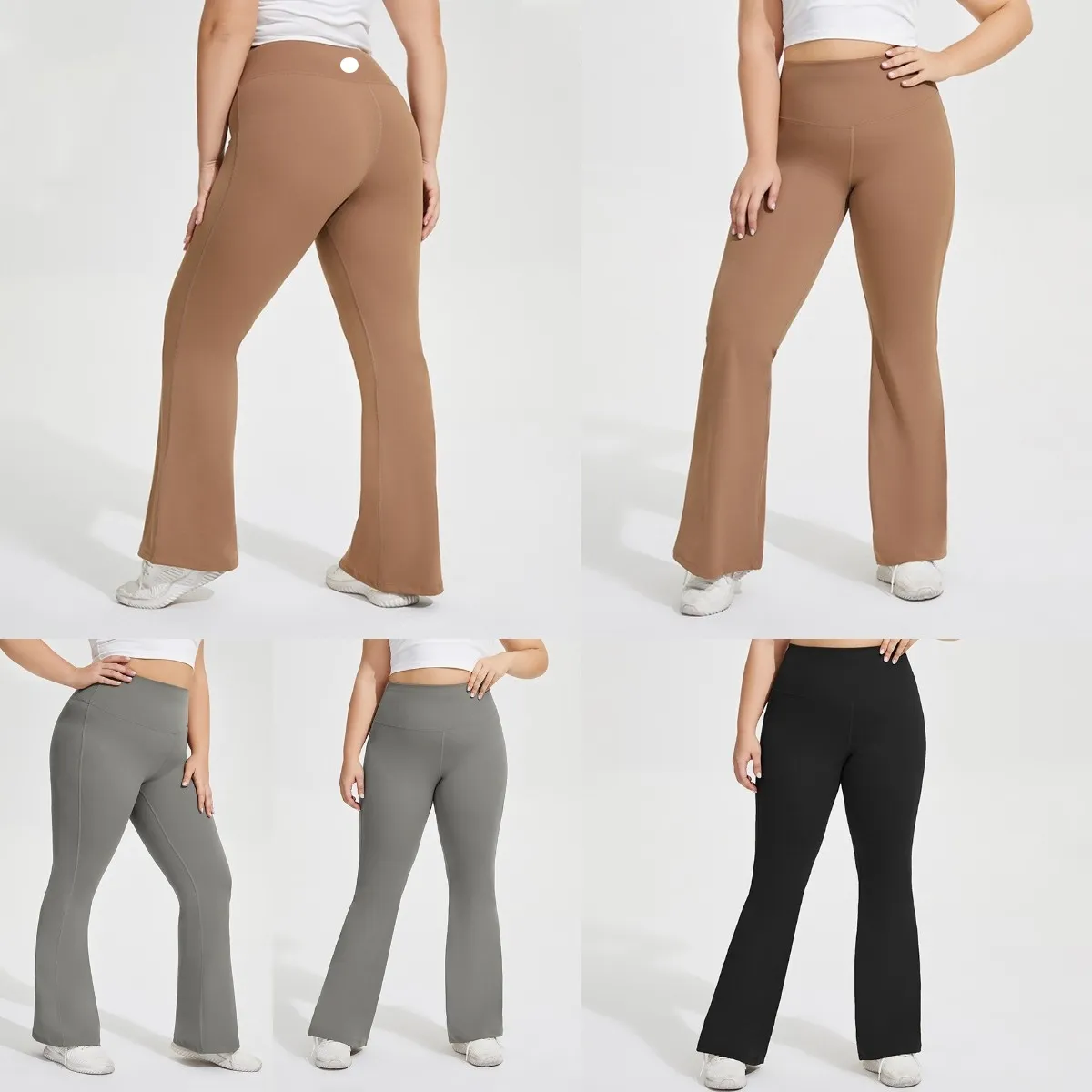 LU-2004 Plus Size Fitness Pants Elastic European och American Style Sport Yoga Pants Kvinnliga stora flarebyxor