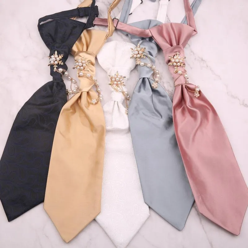 Bow Ties 39 10cm Katı Paisley Desen Hong Kong Düğüm Polyester Elmas Tembel Kravat Erkek Kadın Çekim Düğün Tam Elbise Takım Kravat