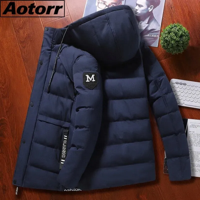 Piumino da uomo di marca invernale piumino spesso da uomo caldo cotone piumino d'anatra moda uomo casual con cappuccio Parka antivento maschile sottile capispalla 5XL 231009