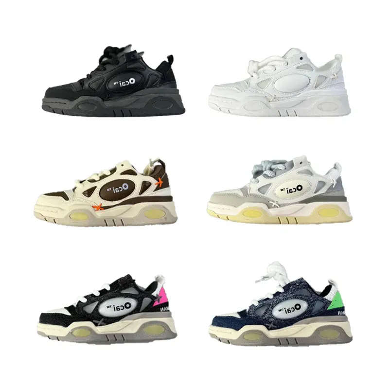 New men women casual shoes skateboarding trainers shock absorbing big bread shoes retro daddy thick sole couple small white brand sports skateboard