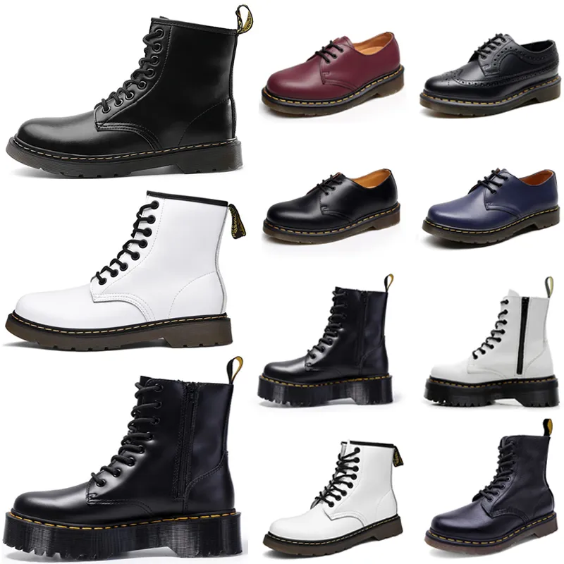 남자 여자 부츠 Doc Martens 디자이너 부츠 mens 럭셔리 스니커 트리플 블랙 흰색 클래식 발목 짧은 부츠 겨울 야외 따뜻한 신발 EUR 36-45