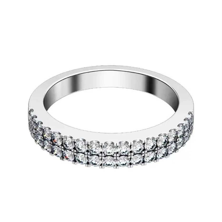 Bagues de cluster Florid Bijoux Micro Pavé Bague Bague Solide 925 Sterling Argent Engagement Blanc Or Couleur Prmoise282K