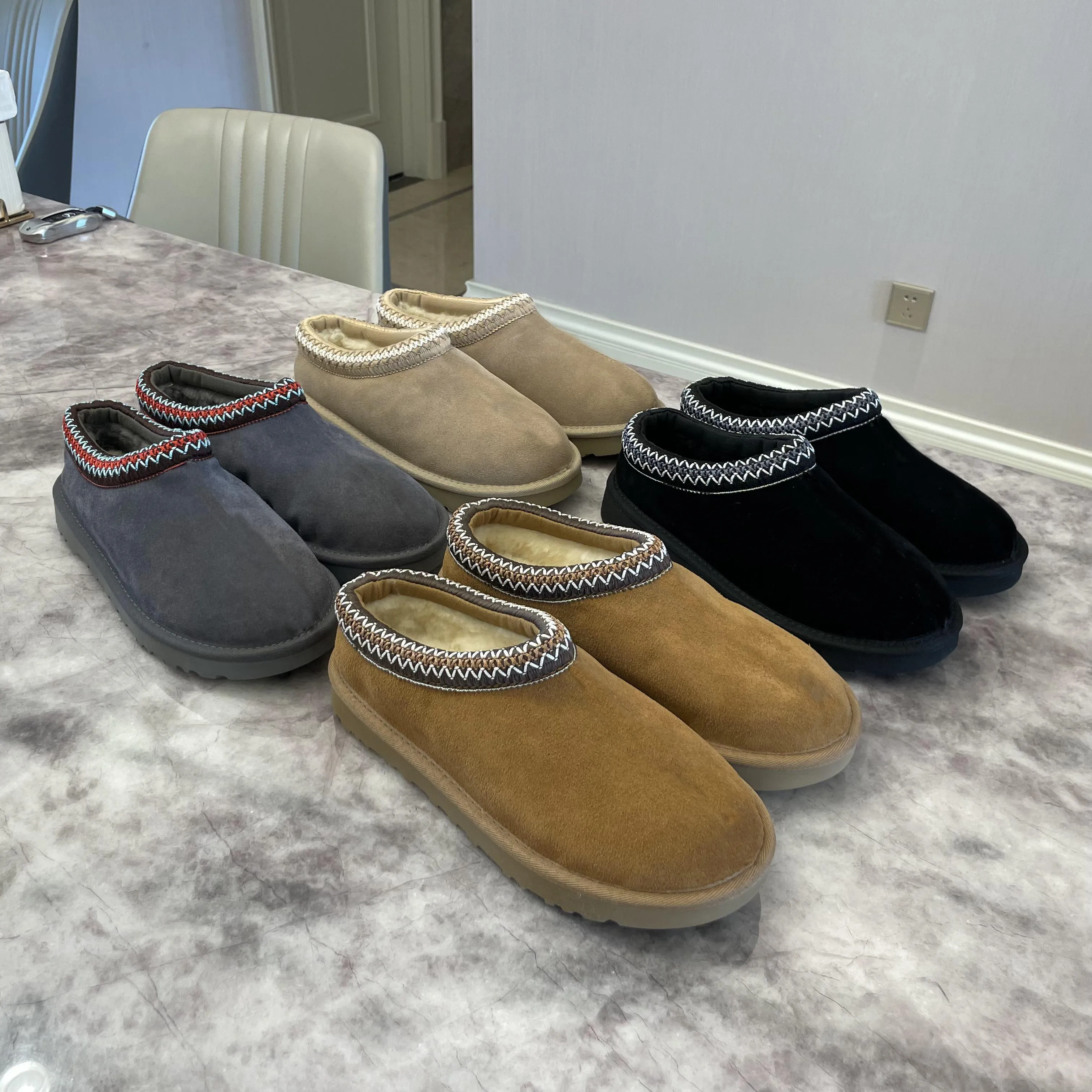 Botas de nieve Tazz de diseñador para mujer, botas cálidas de Australia, Mini media bota para exteriores, zapatillas Tazz con plataforma de invierno, sandalias de algodón y lana