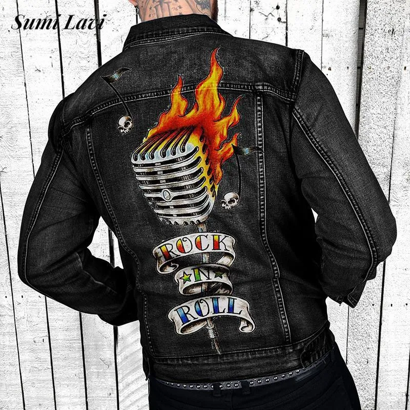 Giacche da uomo Moto Biker Cappotti di jeans da uomo Primavera Autunno Moda Slim Fit Jean per uomo Abbigliamento Streetwear Giacca grafica vintage