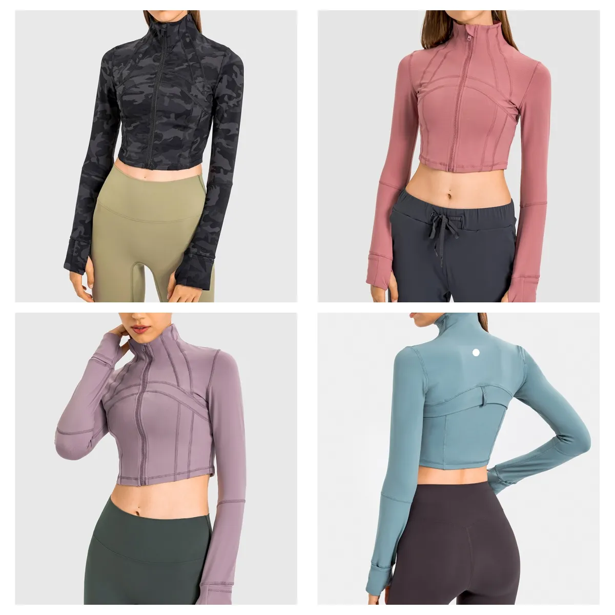 Lu-230 Women Stand Collar Zipper Yoga Giacca Autumn e inverno Nuovo allungamento che corre top top slim sport fitness