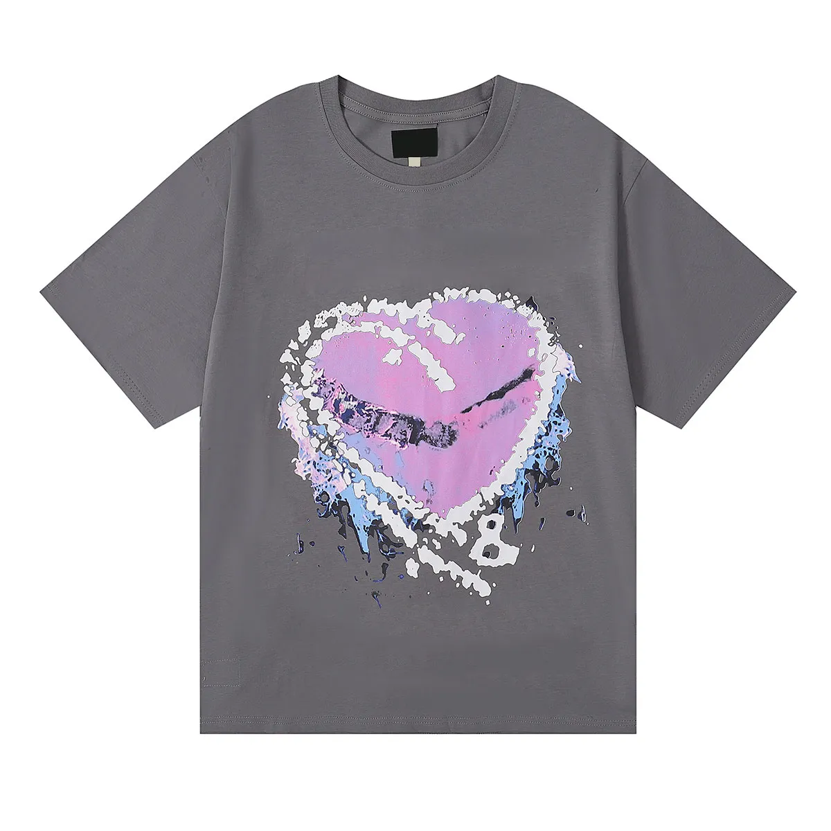 2023 Camiseta de camiseta de diseño Tops Logotipo popular Camas de moda Purple Creative Heart Impresión Camiseta de manga corta para hombres y mujeres My Top Spotify Gray S-XL