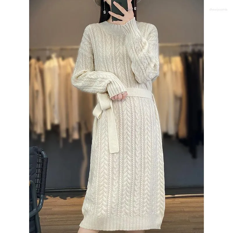 Casual Dresses 2023Tyyws Women's Wool Dress Sweater Fashion Slim Fit Sticked Long Full Sleeve Pullover Cashmere