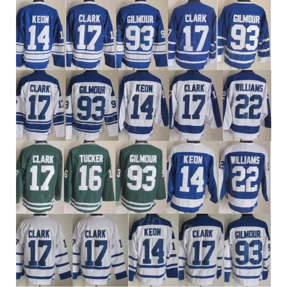 CCM Hockey Retro 16 Darcy Tucker Jerseys Retirarse 22 Tiger Williams 17 Wendel Clark 14 Dave Keon Vintage Classic 75 aniversario Bordado y costura Algodón puro