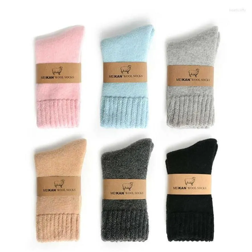 Chaussettes pour hommes hiver laine douce Lot chaud épais femmes décontracté solide thermique Cashmere227N