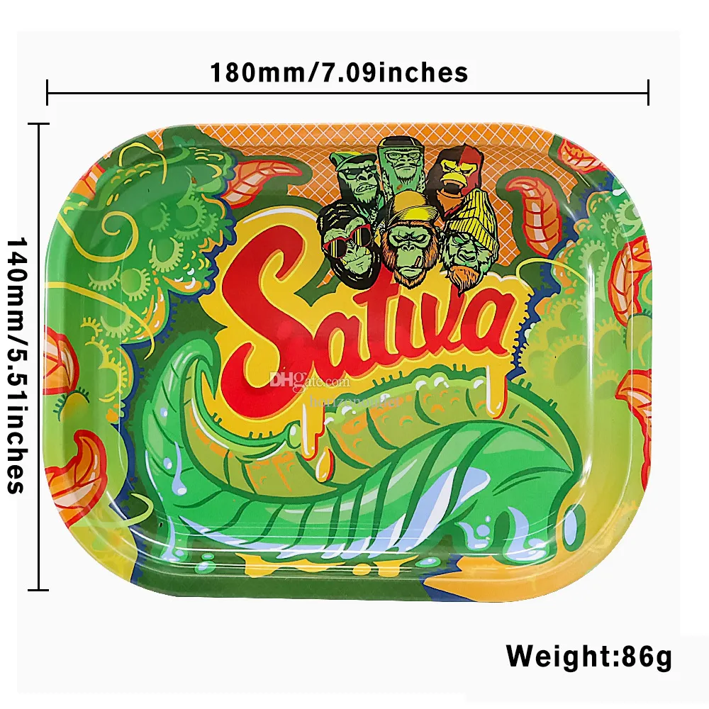 180*140mm Cartoon Rolling Tray Metall Zigarette Rauchen Kleine Tabletts Trockenen Kraut Tabak Platte Fall Lagerung Mini maschine Sharpstone Werkzeug Geschenk Neue 18cm