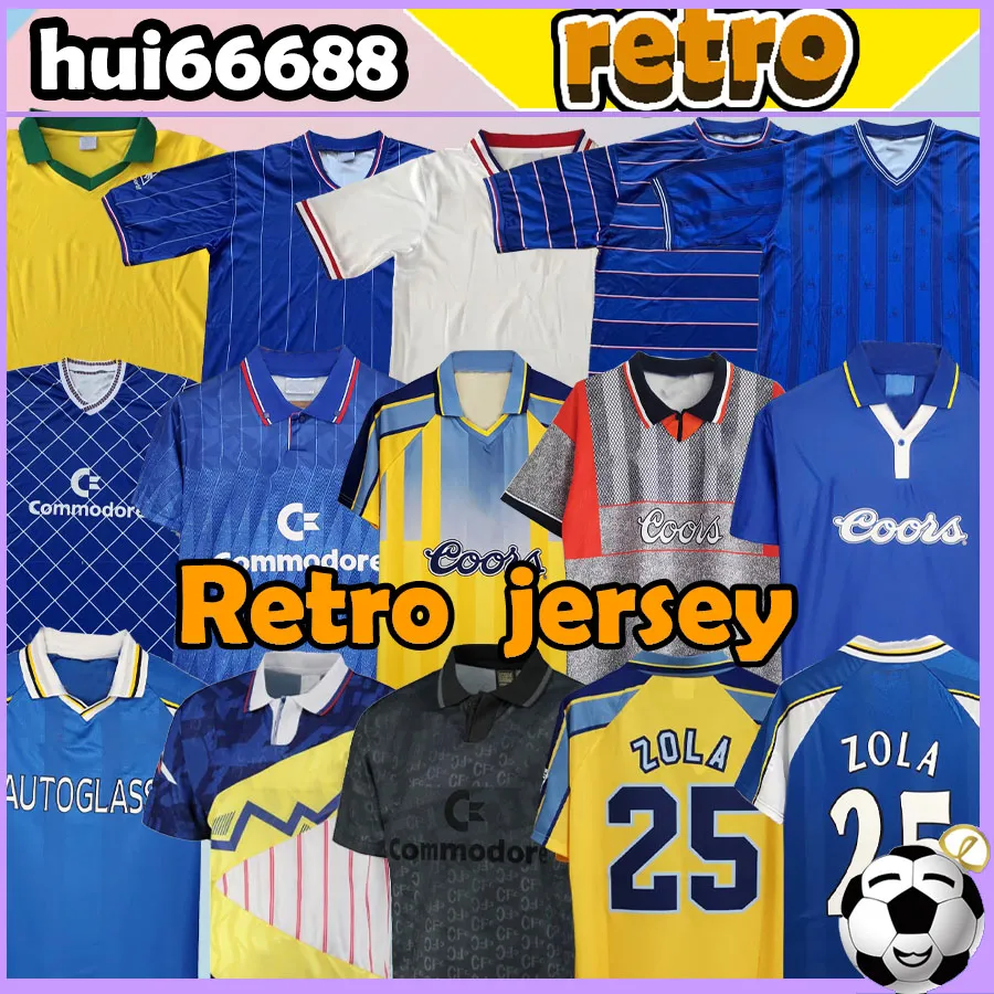 Retro CFC Futebol Jerseys 1980 1998 Drogba Hasselbaink COLE ZOLA TORRES 1980 91 82 83 85 87 89 94 95 97 98 J. COLE GULLIT camisa de futebol masculina