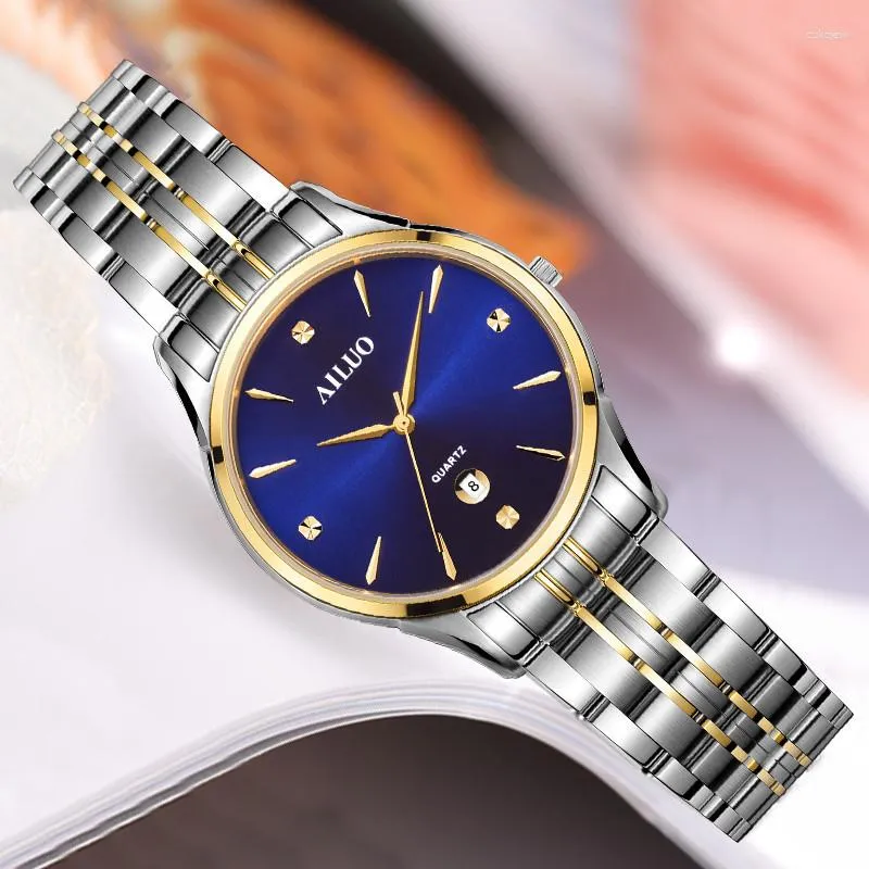 Wristwatches France AILUO Couple's Clocks Japan MIYOTA Quartz Women's Watches Ultra-thin Sapphire 7 MM Diamond Auto Date A7075L