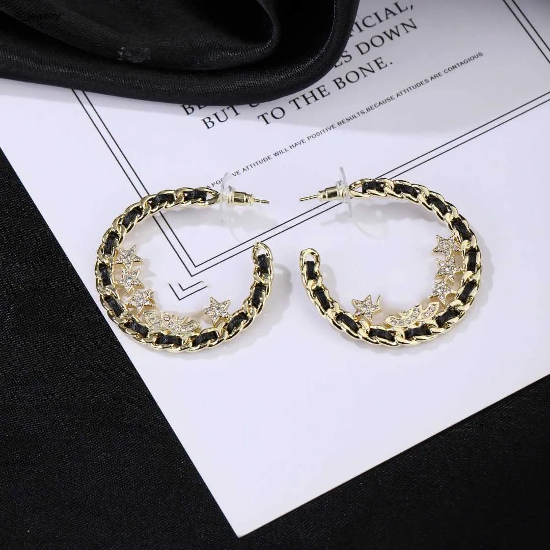 designer oorringen voor dames met diamanten bezaaide dubbele letter logo sieraden weven ontwerp oorhangers inclusief doos huwelijksgeschenken