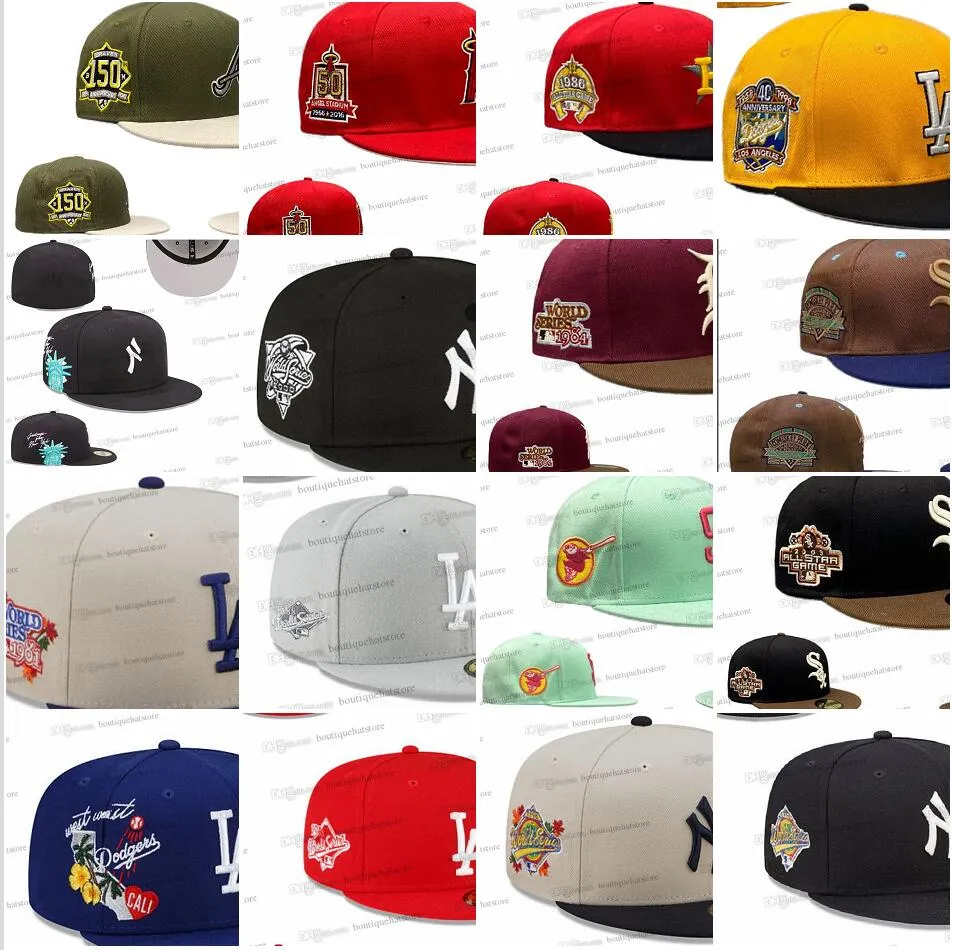 37 couleurs Chapeaux ajustés de baseball pour hommes Classique Bleu Royal Couleur Rouge Angeles "Hip Hop Chicago Sport Casquettes patchées entièrement fermées Chapeau Heart A's