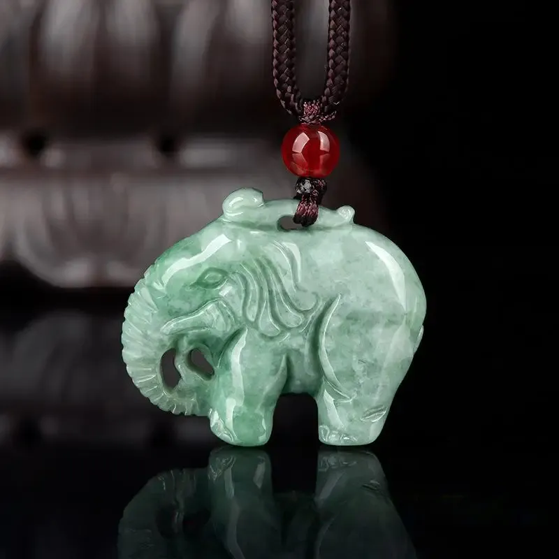 Jade Olifant Hanger Smaragd Stenen Ketting Natuurlijke Jadeïet Sieraden Edelsteen Charms Amulet Groene Edelstenen