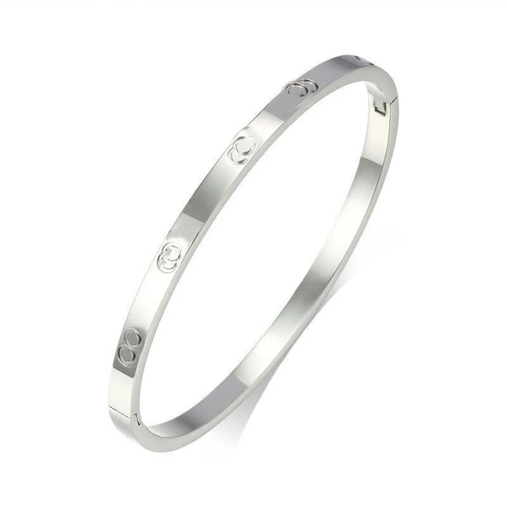 6mm Charm Armbanden Vrouwen Liefde Bangle Mannen Luxe Designer Sieraden Roestvrij Stalen Gesp Gift Zilver Rose Goud Diamanten Armbanden men245P