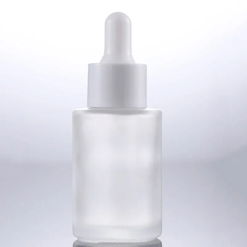 30ml Glass Essential Oil Perfume Bottles Liquid Reagent Pipette Dropper Bottle Flat Shoulder Cylindrical Bottle Clear/Frosted/Amber