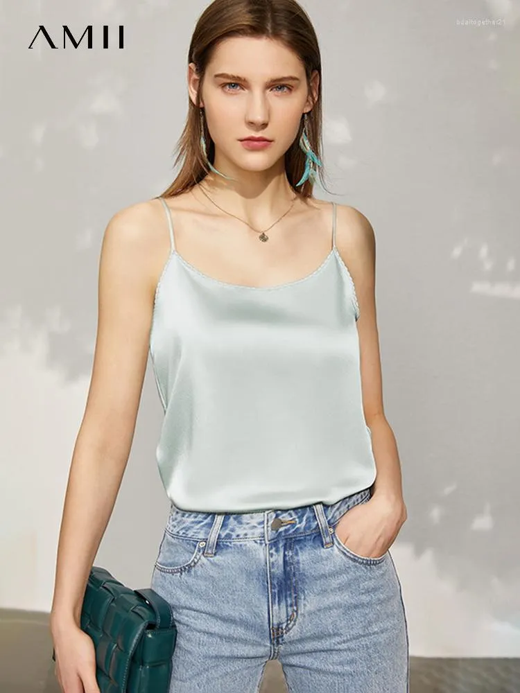 Damen Tanks AMII Minimalismus Ärmelloses Top Frauen 2023 Sommer CamisoleVest Büro Dame Gerade Chiffon Casual Weibliche Kleidung 12140330