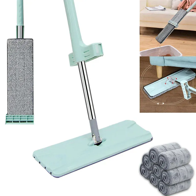 Mops HandFree Mop With Squeegee Strip Strong Water Absorption Microfiber Floor Wet And Dry Home Cleaning Floors Tools Rags 231009