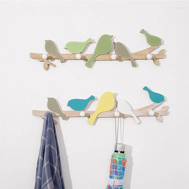 Dekoracyjne figurki 4 haczyki domowe ptak drewniane haczyka szyna