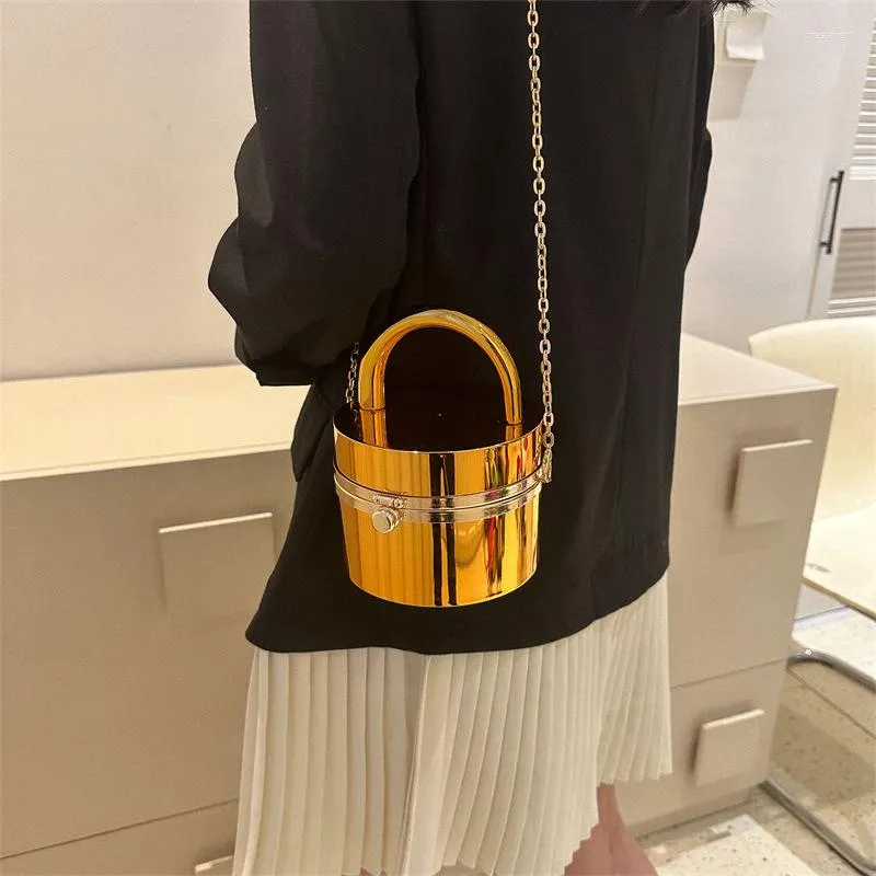 Shine Acrylic Cylinder Round Evening Bag For Women Fashionable